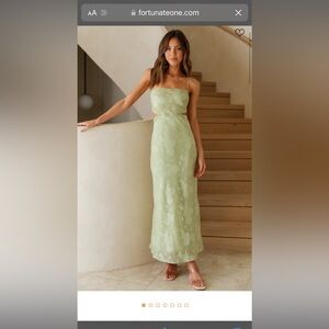Fortunate One CASCALONE MAXI DRESS SAGE size L NWT